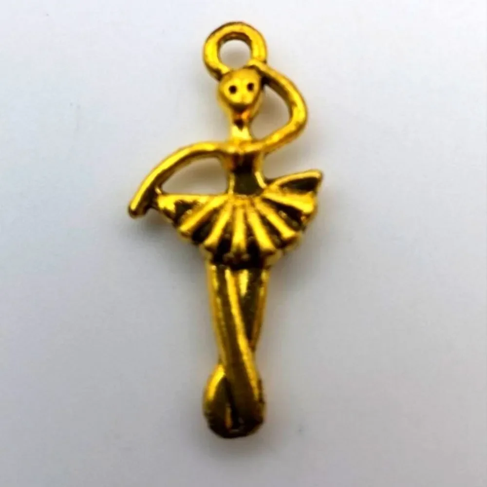 Prima ballerina yellow‎ gold tone charm pendant